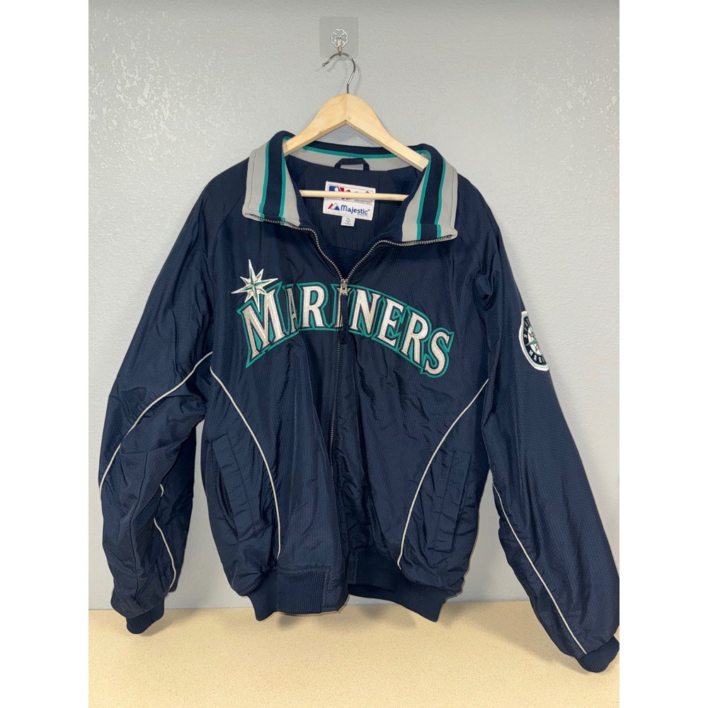 Vintage  RARE Majestic Seattle Mariners MLB Jacket Fleece Lined Mens XL